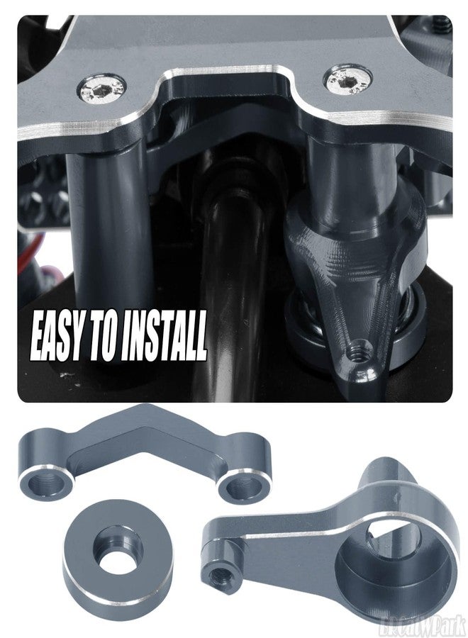 BRCatWPark Aluminum Steering Bellcranks Drag Link w/Ball Bearings Upgrades Part for 1/10 Slash 4X4 VXL/Rustler 4X4 VXL/Stampede 4WD VXL,RC Servo Saver Set Hops up,Titanium - Image 5